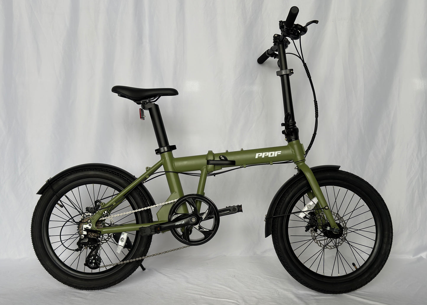 X-PPOF folding cycle with disc brakes for superior road control and urban commute.