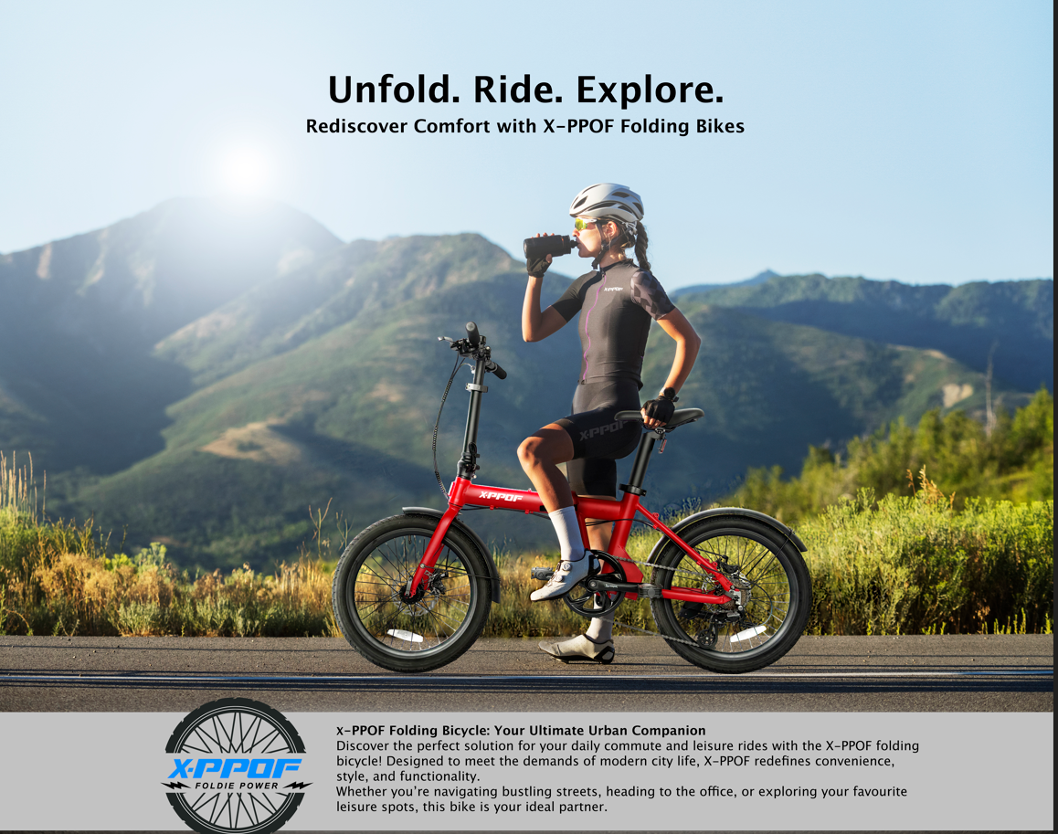 WHITE X-PPOF Foldable Cycle with durable frame and enhanced stability through Disc brakes
