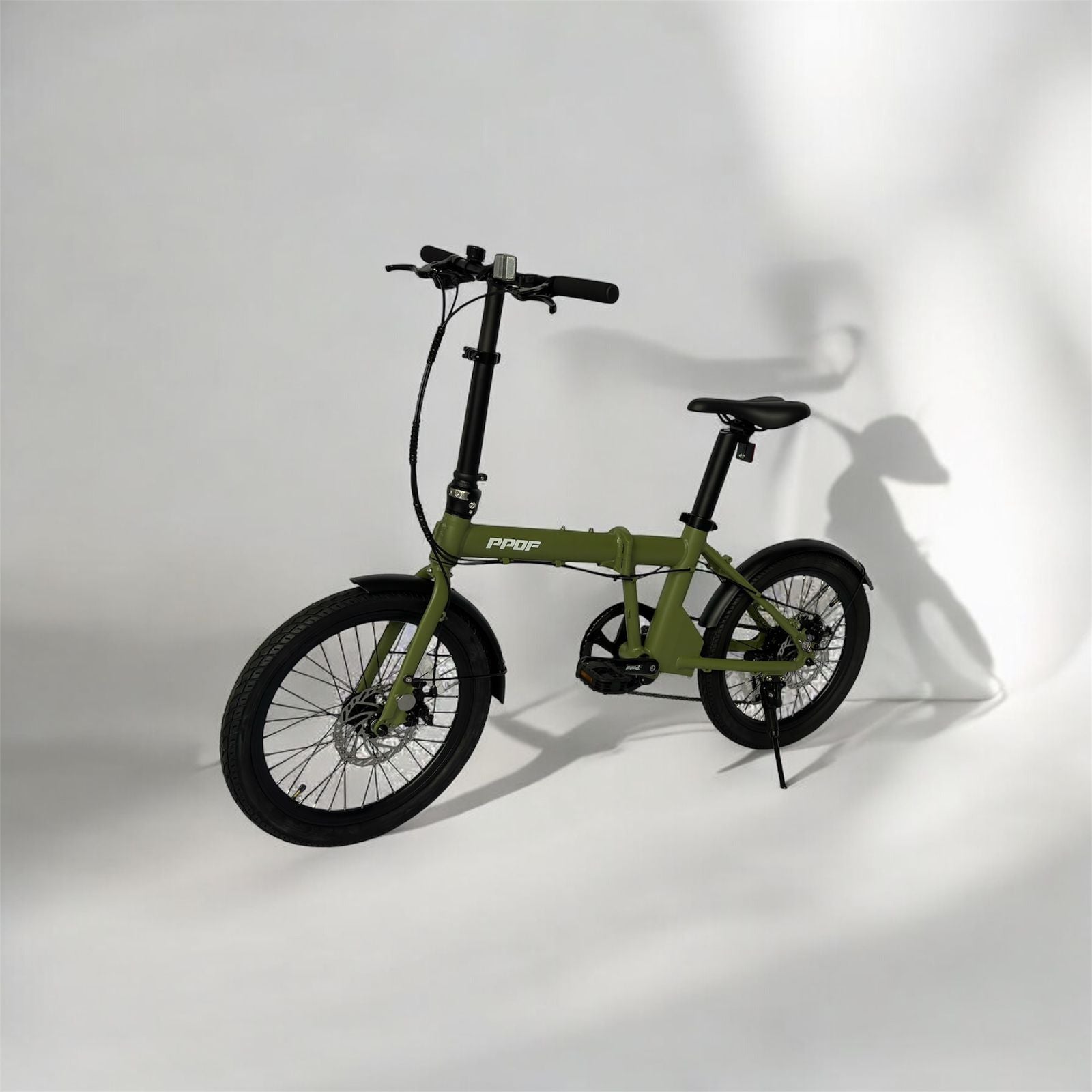 X-PPOF folding cycle with disc brakes for superior road control and urban commute.